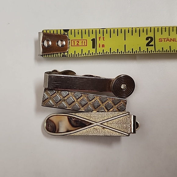Elegant Vintage Faux Gold and Silver Tie Bar Clips 3 Pc Set - Picture 11 of 13